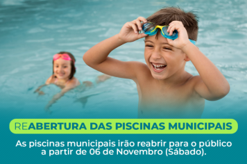 As piscinas municipais irão reabrir para o público no dia 06 de Novembro.