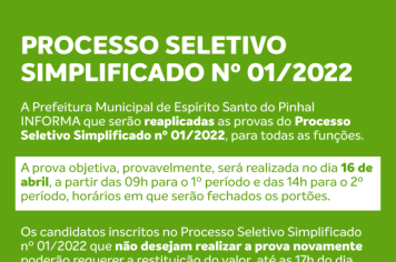 Processo Seletivo Simplificado nº 01/2022