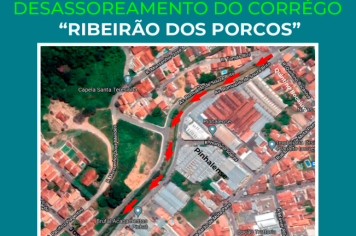 Desassoreamento do córrego “Ribeirão dos Porcos” na Avenida Romualdo de Souza Brito.