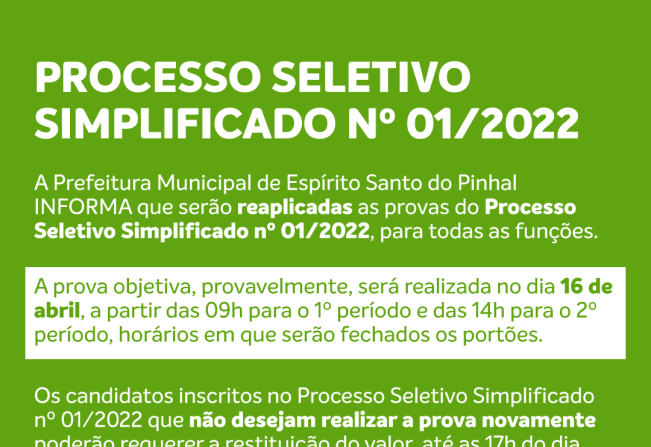 Processo Seletivo Simplificado nº 01/2022