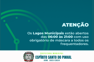 Horário de funcionamento dos lagos.