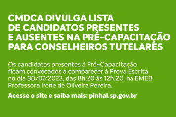 CMDCA divulga lista de candidatos presentes e ausentes na Pré-capacitação para conselheiros tutelares
