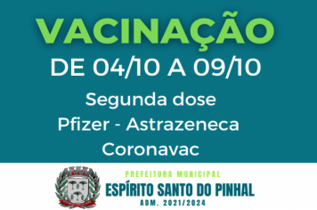 Calendário de vacinação da segunda dose contra a Covid-19.