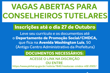 VAGAS ABERTAS PARA CONSELHEIROS TUTELARES