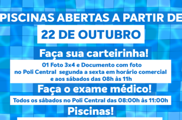 ABERTURA DAS PISCINAS A PARTIR DO DIA 22 DE OUTUBRO