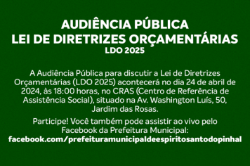 AUDIÊNCIA PÚBLICA - LDO 2025