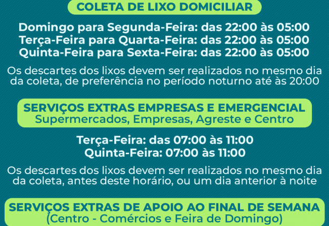 Neste Domingo, 17, teve início a Coleta de Lixo Domiciliar Noturna em nossa cidade!