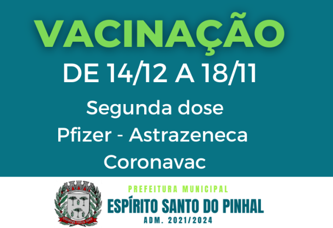 Calendário de vacinação da segunda dose contra a Covid-19.